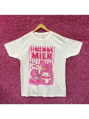 My Melody Japanese Kawaii Strawberry Milk Sanrio Tee L